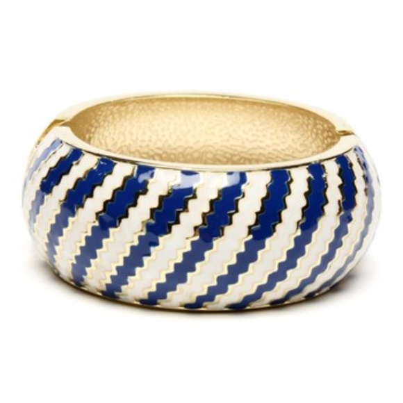 Amrita Singh Jewelry - NWT Amrita Singh Blue Kimmy Striped Hinge Bracelet
